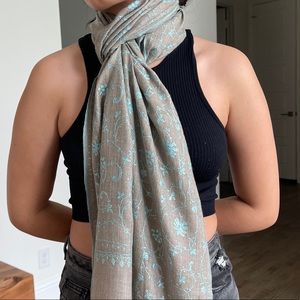 Fully hand embroidered lux shawl wrap/stole.